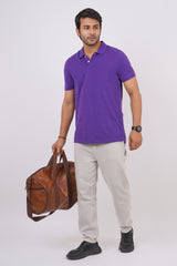 Men's purple core pique polo t-shirt with pocket