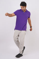 Men's purple core pique polo t-shirt with embroidered logo