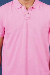 Men's Pink Core Pique Polo T-shirt