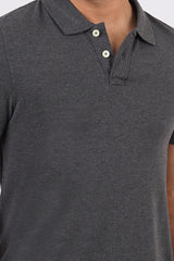 Men's Charcoal Melange Core Pique Polo T-shirt