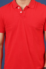 Men's red core pique polo t-shirt