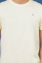 Men's Light Yellow single jersey round neck t-shirt with logo