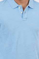 Men's Sky Blue Core Pique Polo T-shirt