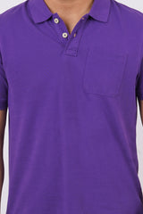 Men's purple core pique polo t-shirt with pocket