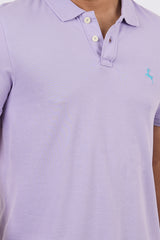 Men's lavender core pique polo  t-shirt with embroidered logo