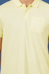 Men's Light Yellow core pique polo t-shirt with pocket