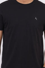 Men's black single jersey round neck t-shirt with logo