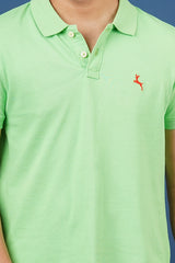 Men's Light Green core pique polo t-shirt with embroidered logo