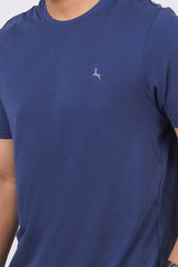 Men's insignia blue single jersey round neck t-shirt with logo