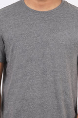 Men's anthra melange single jersey round neck t-shirt with logo