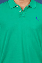 Men's green core pique polo t-shirt with embroidred logo