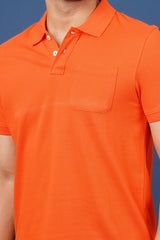 Men's Dark Orange core pique polo t-shirt with pocket