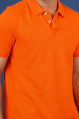 Men's Orange Core Pique Polo T-shirt