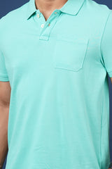 Men's mint core pique polo t-shirt with pocket