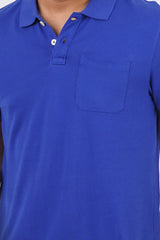 Men's blue core pique polo t-shirt with pocket