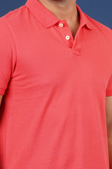 Men's dark pink core pique polo t-shirt
