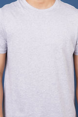 Men's Grey Melange Pima Cotton Single Jersey Round Neck T-shirt