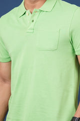 Men's Light Green core pique polo t-shirt with pocket