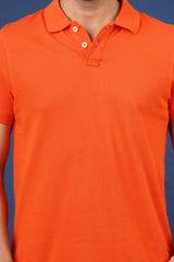 Men's Dark orange core pique polo t-shirt