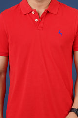 Men's red core pique polo t-shirt with embroidered logo