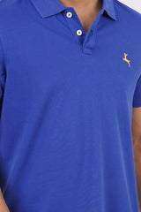 Men's blue core pique polo t-shirt with embroidered logo