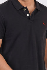 Men's black core pique polo t-shirt with embroidered logo