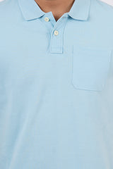 Men's Light Blue core pique polo t-shirt with pocket