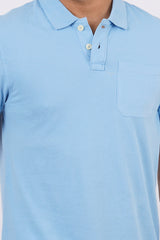 Men's sky blue core pique polo t-shirt with pocket