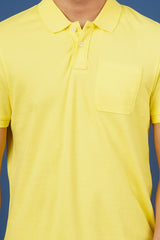 Men's yellow core pique polo t-shirt with pocket