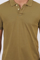 Men's Olive Green Core Pique Polo T-shirt