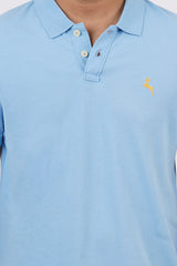 Men's sky blue core pique polo t-shirt with embroidered logo