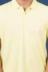 Men's Light Yellow Core Pique Polo T-shirt