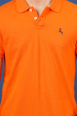 Men's orange core pique polo t-shirt with embroidered logo