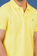 Men's yellow core pique polo t-shirt with embroidered logo