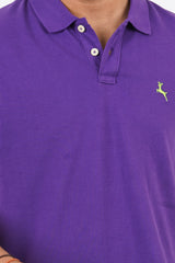 Men's purple core pique polo t-shirt with embroidered logo