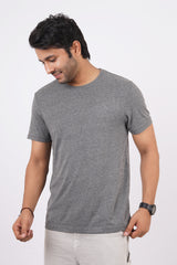 Men's anthra melange single jersey round neck t-shirt with logo