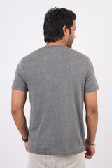 Men's anthra melange single jersey round neck t-shirt with logo