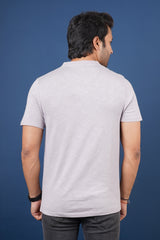 Men's gull grey slub jersey henley neck t-shirt