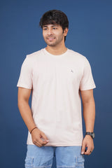 Men's cloud pink single jersey round neck t-shirt with logo