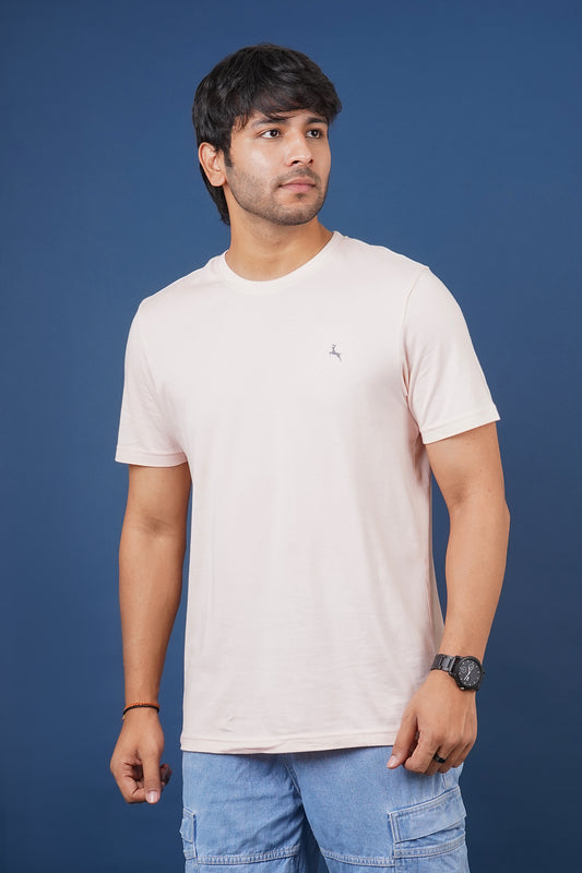 Men's cloud pink single jersey round neck t-shirt with logo