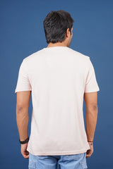 Men's cloud pink single jersey round neck t-shirt with logo