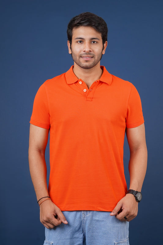 Men's Dark orange core pique polo t-shirt