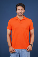 Men's Dark orange core pique polo t-shirt