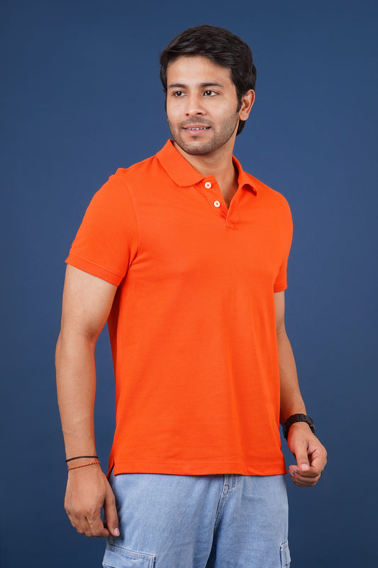 Men's Dark orange core pique polo t-shirt