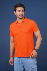 Men's Dark orange core pique polo t-shirt