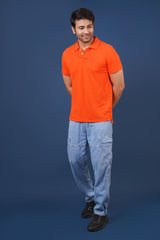 Men's Dark orange core pique polo t-shirt