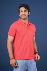Men's dark pink core pique polo t-shirt