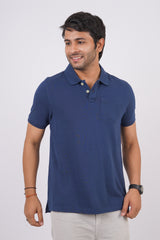 Men's navy core pique polo t-shirt with pocket