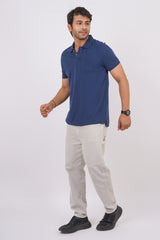 Men's navy core pique polo t-shirt with pocket