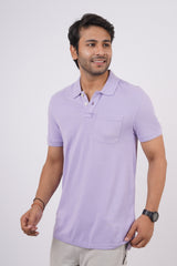 Men's lavender core pique polo t-shirt with pocket